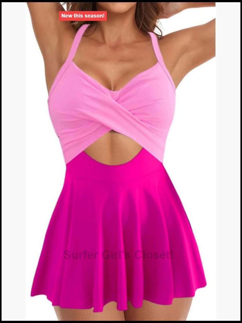 One Piece Skirt Swimsuit V Neck Tummy Control Bathing Suits Adjustable Straps